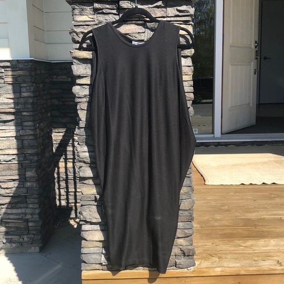 Helmut Lang Sync  Sleeveless Draped Jersey Dress in Black - Picture 3 of 8
